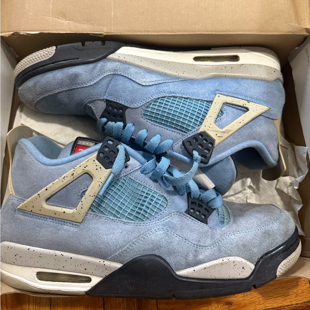 Blue and Cream Air Jordan Sneakers